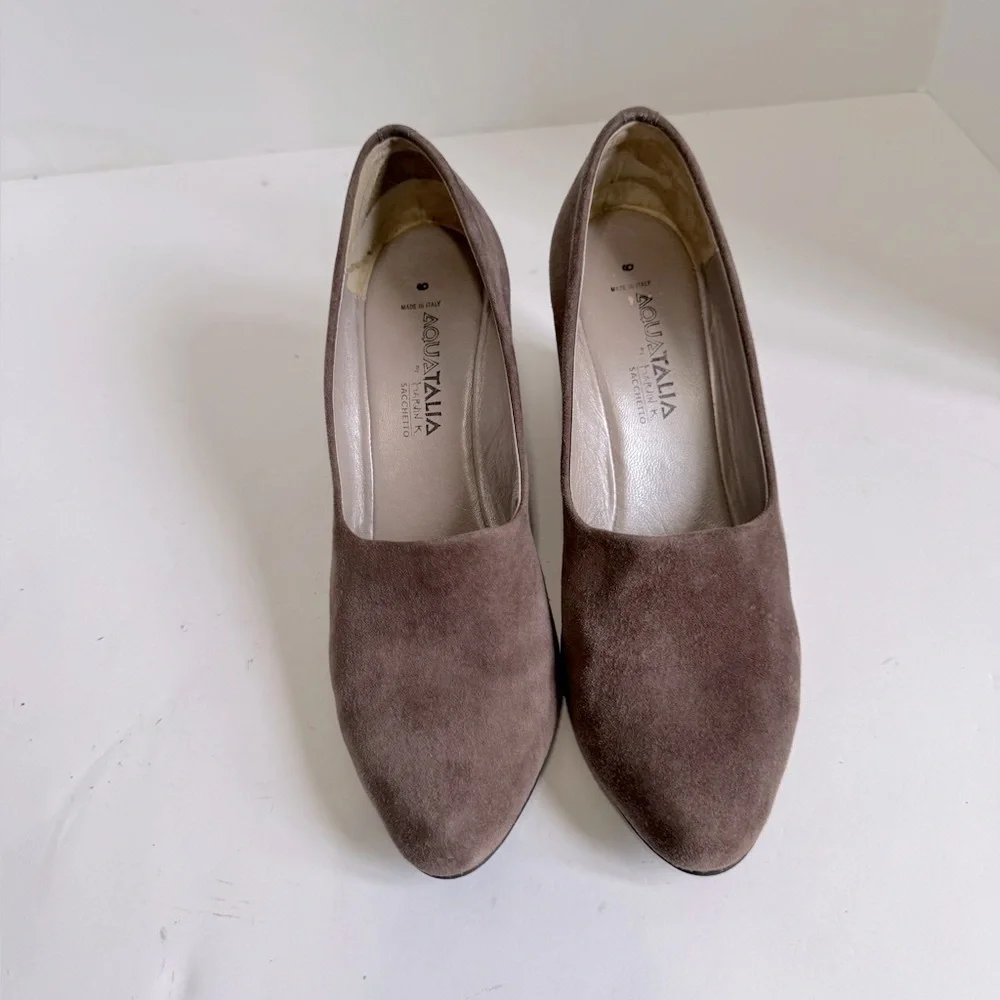Aquatalia Women's Brown Suede Wedge Pumps Size 9